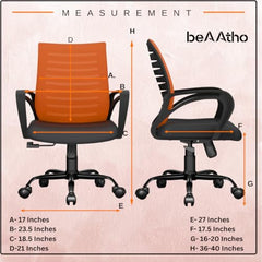 beAAtho® Verona Mesh Mid Back Ergonomic Office Chair with 3 Years Limited Warranty - Adjustable Height, Strong Metal Base, Revolving Study & Computer Chair for Work from Home (Grey)