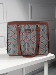 ZOUK Office Bag | Stylish Bags for Office Use | Laptop Bag 15.6 inch | Stylish Tote for Office Use | Purse for Women | Vegan Leather Handbag | Daily & Travel Use | Multicolor Mandala Print
