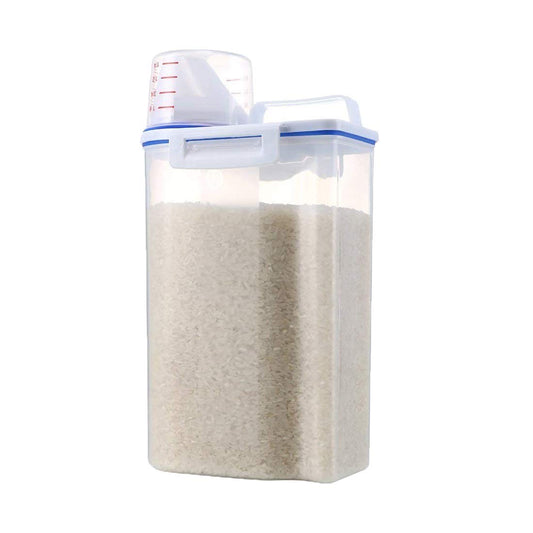 SYGA Plastic Clear Dry Food Storage Container with Pour Spout and Measuring Cup Cereal Jar