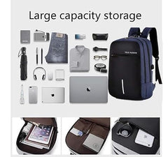 TRUE HUMAN® EMPEROR Premium HardShell Weekender Backpack 15.6 inch Padded USB Charging Port Laptop Office Travel College Business Bag Adjustable Shoulder Straps Daily Purpose for Men women Boys Girls