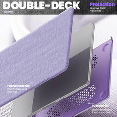ProElite Case for MacBook Air 13.6 inch 2022 2023 2024 2025 Release M5/M4/M3 A3113 M2 A2681 with Touch ID, Fabric Material Hard Shell with Slim TPU Bumper and Fold Kickstand, Purple