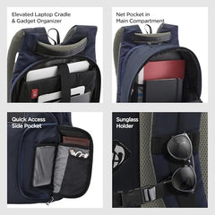 HARISSONS Vervo 40L Waterproof Laptop Backpack for Men & Women | Fits 15.6" Laptop with Sternum Strap, Quick Access Pocket, Detachable Key Holder, Organized Compartments & Raincover (Grey)
