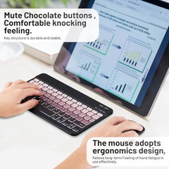 Bluetooth Keyboard and Mouse Combo Rechargeable Portable Wireless Keyboard Mouse Set for Apple iPad iPhone iOS 13 and Above Samsung Tablet Phone Smartphone Android Windows (Gradient White Purple)