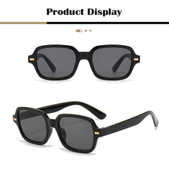 SYGA Men And Women Sun protection Retro Small Square Frame Sunglasses (Black frame black and gray film)