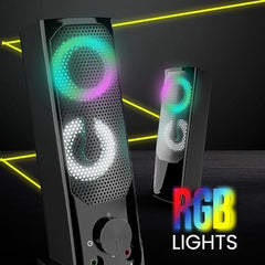 ZEBRONICS Wonder BAR 10, 2.0 USB Computer Speakers, 10 Watts, 2-in-1 Design, USB Powered, RGB Lights, AUX, Volume Control, Headphone/Mic Port, for Laptops & Desktop