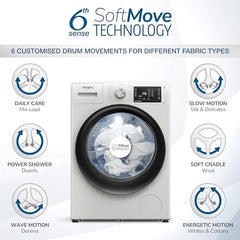 Whirlpool Smart Choice 9 Kg Steam Wash Technology 5 Star Inverter Front Load Fully Automatic Washing Machine with In-Built Heater (SUPREME CARE 9014-E, Midnight Grey, 100+ Tough Stains, 1400 RPM)