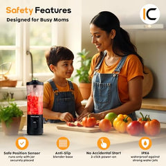 InstaCuppa Portable Blender Bottle, Long Lasting 6000 mAh Battery with Fast Charging, LED Display for Battery Status & 40-Second Blend Timer, Sipper Lid & Detachable Bottom Cap, 230 Watts, 600 ML