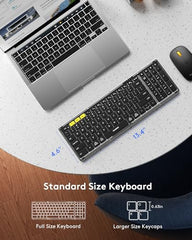 Samsers Foldable Keyboard&Mouse, Samsers Folding Bluetooth Keyboard Mouse Combo, 2.4G + BT5.0 x 2, Full-Size Portable Travel Keyboard & USB-C Rechargeable Wireless Mouse for iOS Android Windows Mac OS