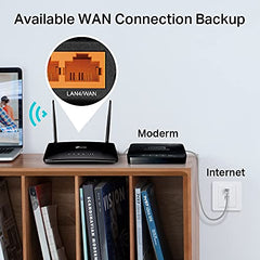TP-Link TL-MR100 300Mbps 2.4GHz Wireless N 4G LTE, Wi-Fi N300, Plug and Play, Parental Controls, Guest Network, with Nano SIM Card Slot, WiFi Router, Black