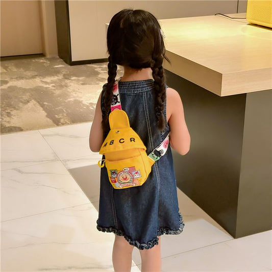 SYGA Celebrity Cartoon Canvas Small Bag Girl Children's Bag Shoulder Messenger Bag Chest Bag(Yellow)