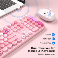 MOFII Wireless Keyboard and Mouse Combo, Full Size, 2.4GHz, Windows, Purple