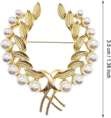 SYGA Brooch Pin Fashion Crystal Rhinestone Jewellery Pin Vintage Clothing Accessories Decoration White Pearl Wheat Ear Gold Brooches For Women- S234