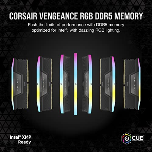 CORSAIR Vengeance RGB DDR5 RAM 48GB (2x24GB) 5200MHz CL38 Intel XMP iCUE Compatible Computer Memory - Black (CMH48GX5M2B5200C38)