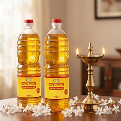 Om Shanthi POOJA MADE PURE Cycle Pure Om Shanthi Puja Oil, Blend Of 5 Puja Oils With Jasmine Fragrance for Daily Puja, Festivals - Pack Of 2 (1 litre per Pack)
