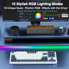 AULA F75 Pro Wireless Mechanical Keyboard,75% Hot Swappable Custom Keyboard,RGB Backlit,Pre-lubed Linear Switches,Side Printed PBT Keycaps Mechanical Gaming Keyboards,Gradient Purple