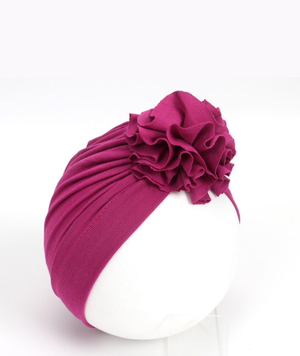 SYGA Unisex Baby Cap Nylon Cotton Flower Turban Hat Soft,Stretchable for Baby Cap 0-3 Years Black