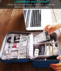 House of Quirk Electronics Accessories Organizer Bag, Universal Carry Travel Gadget Bag for Cables, Plug and More, Perfect Size Fits for Pad Phone Charger Hard Disk (Sky Blue)
