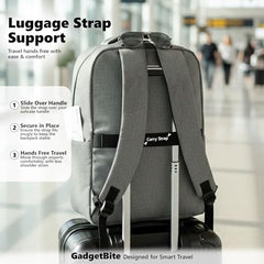 GadgetBite Graphite 20L Laptop Backpack with 15.6" Laptop Compartment, USB Charging Port, Organiser Pockets and Bottle Holder. Ideal for Office, College and Travel - Charcoal Grey