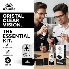 SUN-SHINZ Lens Cleaner Kit – 100ml Streak-Free Spray + Microfiber Cloth | Smudge-Free & Anti-Static Formula | Safe for Eyeglasses, Sunglasses, Camera Lenses & Phone Screens