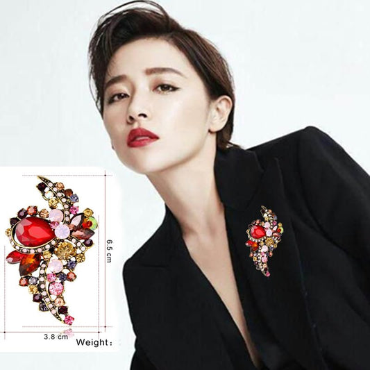 SYGA Fashion Creative Personality Crystal Glass Brooch Corsage Women's Clothing Accessories (AL222A-Pink)