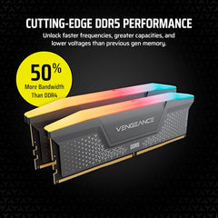 CORSAIR Vengeance RGB RS DDR5 RAM 32GB (2x16GB) 6000MHz CL36-44-44-96 1.35V AMD Expo Intel XMP Computer Desktop Memory – Gray (CMG32GX5M2E6000Z36)