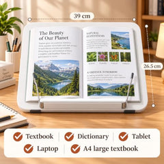Sunchhaya Acrylic Book Stand for Reading – Clear Adjustable Book Holder with 360° Rotating Base, Foldable Reading Stand for Desk, Cookbook, Tablet & Laptop Stand, Height & Angle Adjustable (R22H)