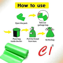 Clean India - Plastic Garbage Bags|6 Packs Of 30 Pcs | 19X21 Medium Disposable Garbage Trash Waste Dustbin Bags Of 54Cm X 48Cm (Ci19210008) - 180 Count