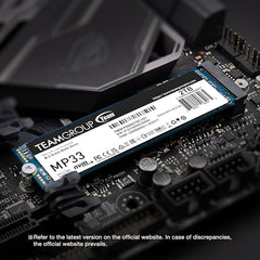 TeamGroup MP33 256GB Nvme M.2 2280 Pcie Gen 3 Gaming SSD, 3D NAND TLC, SLC Cache, Internal Solid State Drive, Speed Up to 1600/1000 MB/s, High Performance, Low Latency, ECC Function, for PC & Laptop