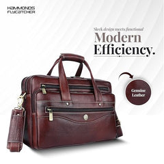 Hammonds Flycatcher Genuine Leather 15.6 Inch Laptop Office Bag for Men | 15.6” Padded Laptop Sleeve| 3 Zip Pockets| Detachable & Adjustable Strap| Pen,Wallet & Mobile Pocket |Durable|1 Year Warranty