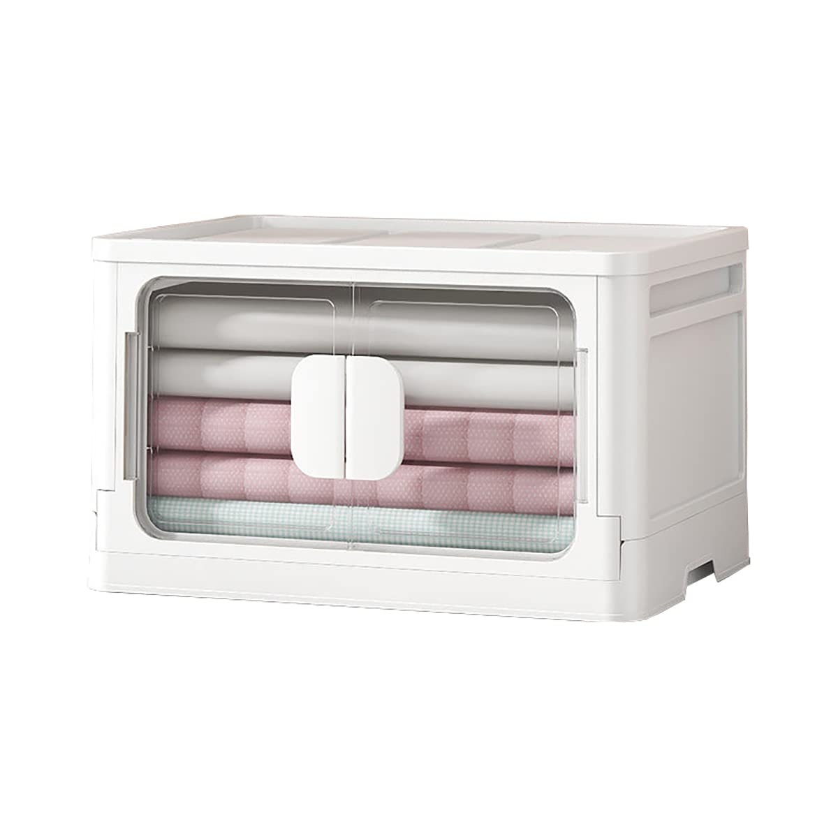 SYGA Large Snack Storage Box Drawer Type Clothes Toy Book Storage Box Home Living Room Finishing Storage Cabinet(White- Transparent)