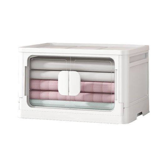 SYGA Large Snack Storage Box Drawer Type Clothes Toy Book Storage Box Home Living Room Finishing Storage Cabinet(White- Transparent)