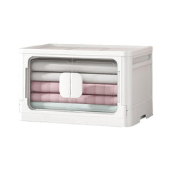 SYGA Large Snack Storage Box Drawer Type Clothes Toy Book Storage Box Home Living Room Finishing Storage Cabinet(White- Transparent)