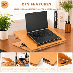Premium Foldable Laptop Table with Adjustable Angle for Home, Study & Office Use (White, 15x21, Wooden)