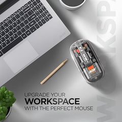 acer Clearview Transparent Wireless Mouse with Triple-Mode Connectivity, Silent Click Tech, Metal Scroll Wheel,1600 DPI Optical Sensor, USB-C Charging, Compatible Windows, MacOS, iOS, Android-Green