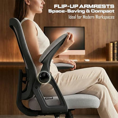 DROGO Comfortwing Premium Ergonomic Office Chair for Work from Home, High Back Computer Chair with Breathable Mesh, Armrest, Adjustable Seat, Rocking & Winged Back | Mesh Chair for Office (White/Blue)