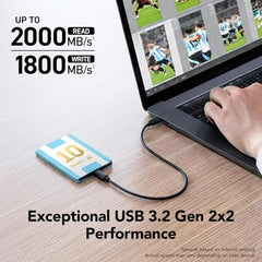 Lexar 1TB SL500 Portable SSD, Up to 2000MB/s, Compatible w/Type-C Laptops, iPhone 15/16, Smartphones, Tablets, PS5, Xbox, USB 3.2 Gen 2x2, Slim & Lightweight, External SSD, Black (LSL500X001T-RNBNU)