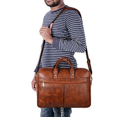 Hard Craft Vegan Leather Office Laptop Messenger and Shoulder Side Sling Hand Bag For Men Corporate Executive Briefcase Bag For Man Supports Laptop Upto 15.6 inches