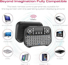 ETZIN Mini Wireless Keyboard,H20 with Touchpad, Colorful Backlit Small Wireless Keyb-oard,Full Size Touchpad, Handheld IR Remote Keyboard for Android TV Box Windows etc (EPL-600KM)