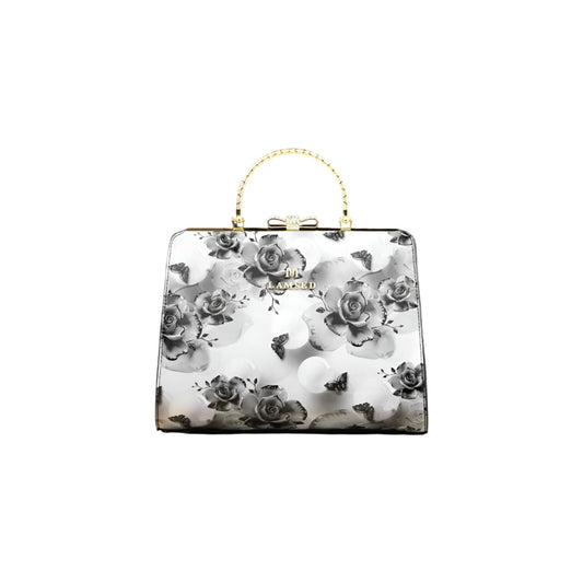 SYGA Elegant Floral Patent Handbag with Gold Handle - Women's Designer Shoulder Bag for Parties & Daily Use