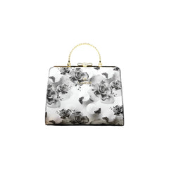 SYGA Elegant Floral Patent Handbag with Gold Handle - Women's Designer Shoulder Bag for Parties & Daily Use