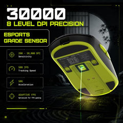 EvoFox Ghost X Pro Tri-Mode Wireless Gaming Mouse with RGB Charging Dock, 54g Ultra-Lightweight, 30,000 DPI Instant S312 Sensor, 8000Hz Polling, 100M Huano Switches, Dual Bluetooth, 2.4GHz, Wired