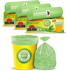 Shalimar Compostable Garbage Bags | Medium 19 X 21 Inches | 45 Bags (15 Bags X 3 Rolls) | Dustbin Bag/Trash Bag | (Green)