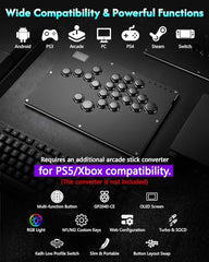 GuileKeys Arcade Fight Stick GK-21, All-Button Gamerfinger with Custom RGB & Turbo Functions, Arcade Controller for PC/PS4/PS3/Switch/Steam Game Keyboard Supports Hot Swap & SOCD