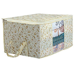 Kuber Industries Non-Woven Underbed Storage Bag|Clothes Storage Organizer|Blanket Cover With Clear Window|Zipper Closure&Handle Cloth Organizer|Plain White Border|Large|Pack Of 6|Royal Blue,32Cm,48Cm