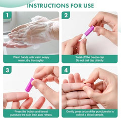 Pressure Activated Safety Lancets (100 Count) - 28G Sterile Single-Use Needle (1.8mm Depth) | Painless & Gentle Finger Prick Device for Blood Glucose Testing, Diabetes Monitoring & Glucometer Sugar Check Needle