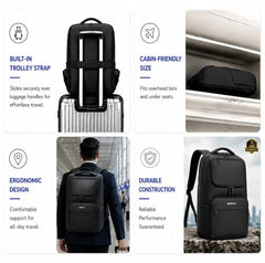 LE KUEST CITIRO Laptop Backpack | Unisex | Fits Laptop upto 16 Inch | Premium Water-Resistant Polyester | Built-in Trolley Strap | For office & Travel | Black