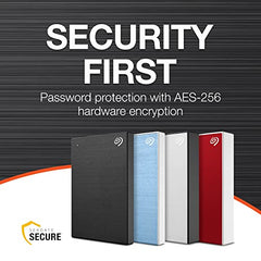 Seagate One Touch 2Tb External HDD with Password Protection Black, for Windows and Mac, with 3 Yr Data Recovery Services (Stky2000400), USB