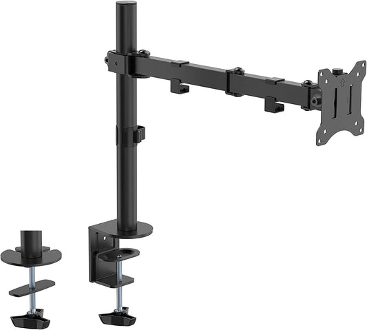 SYGA Single Monitor Stand Arm Desk Mount Fully Adjustable Bracket Ergonomic 180 Tilt, 360 Rotation & 360 Swivel Arm - VESA Dimensions: 75x75-100x100 - Single