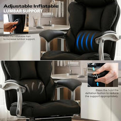 DROGO Emperium Office Chair for Work from Home 400LBS | Ergonomic Executive Boss Chair with PU Leather,High Back, Spacious Cushion Seat & Pumping Lumbar Support | Premium Metal Base & Footrest (White)