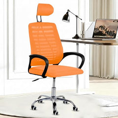 Casa Copenhagen Mesh Mid Back Office/Study/Computer/Revolving/Desk Chair for Work from Home -Metal Base, Height Adjustable Seat - Grey Milange & Black Handle